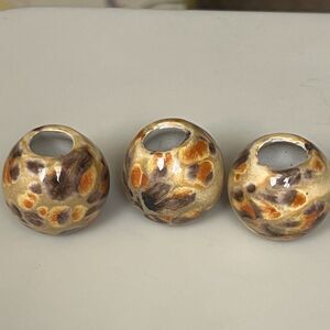 Vintage Ceramic Drip Paint Bead Large Set of 3 macramé DIY crafting